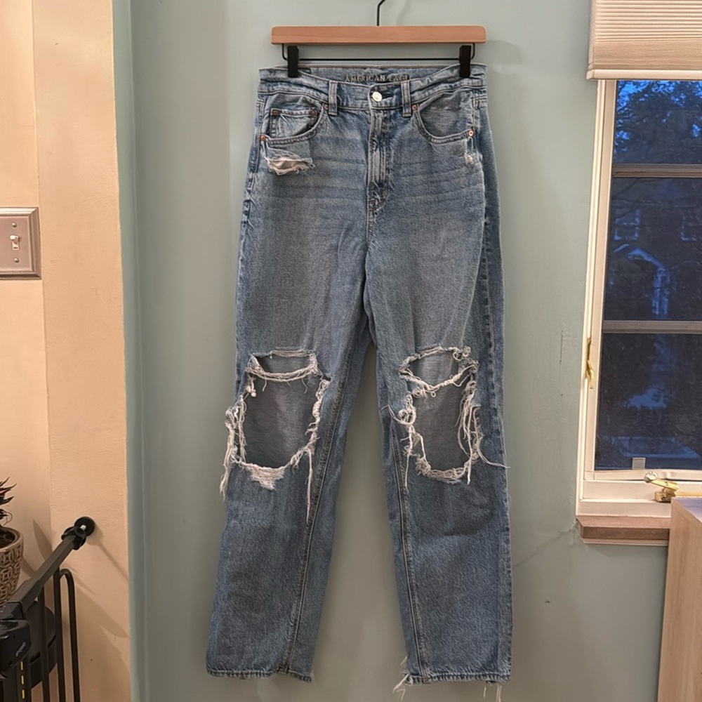 American Eagle Strigid Highest Rise Baggy Straight Jeans - Size 8